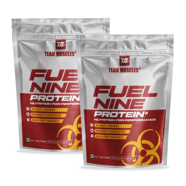 fuel nine protein 1kg front pack of 2