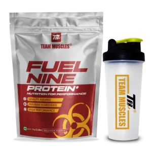fuel nine protein 1kg front + shaker
