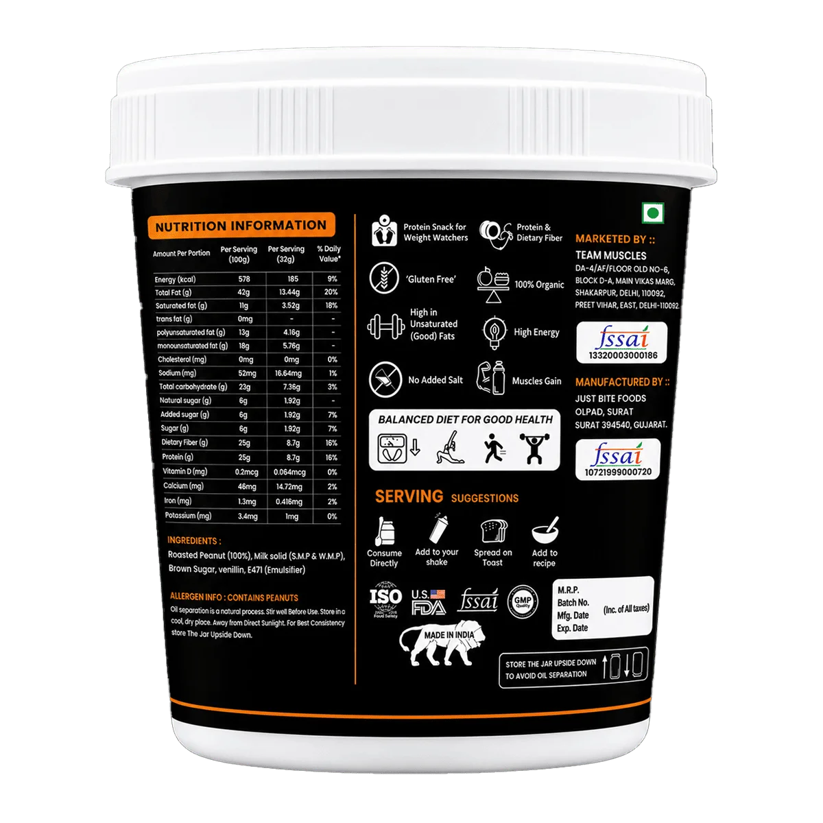 Team Muscles Peanut Butter – 1 KG - Image 2